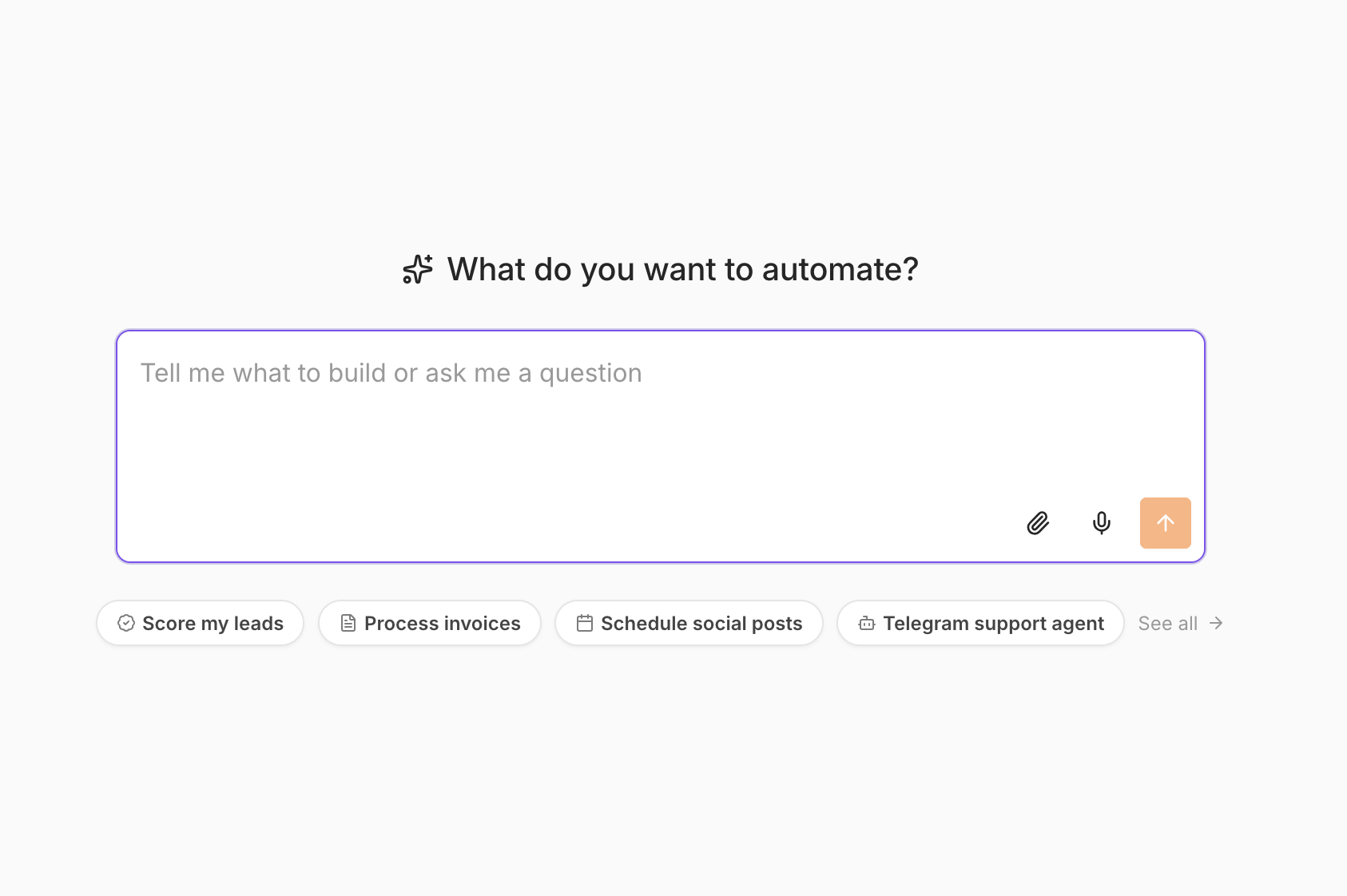 n8n AI Assistant Startseite What do you want to automate